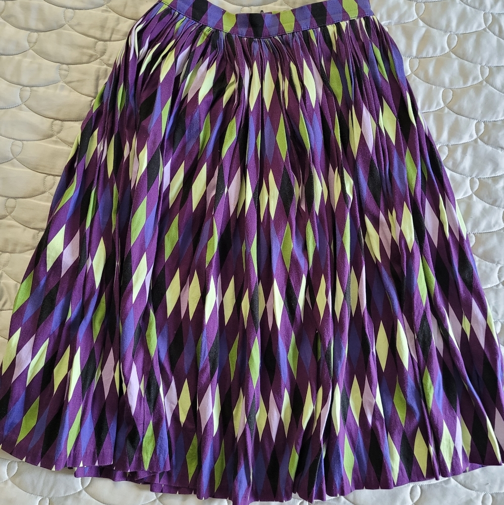Pinup Couture Pinup Girl Clothing circle skirt in purple harlequin